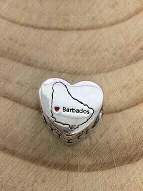Pandora Barbados Exclusive Travel Heart Charm Pendant, S925 Silver Jewelry